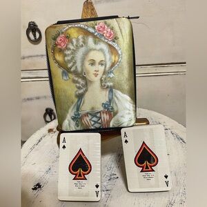 Vintage Style Zippered Pouch with Lady Portrait